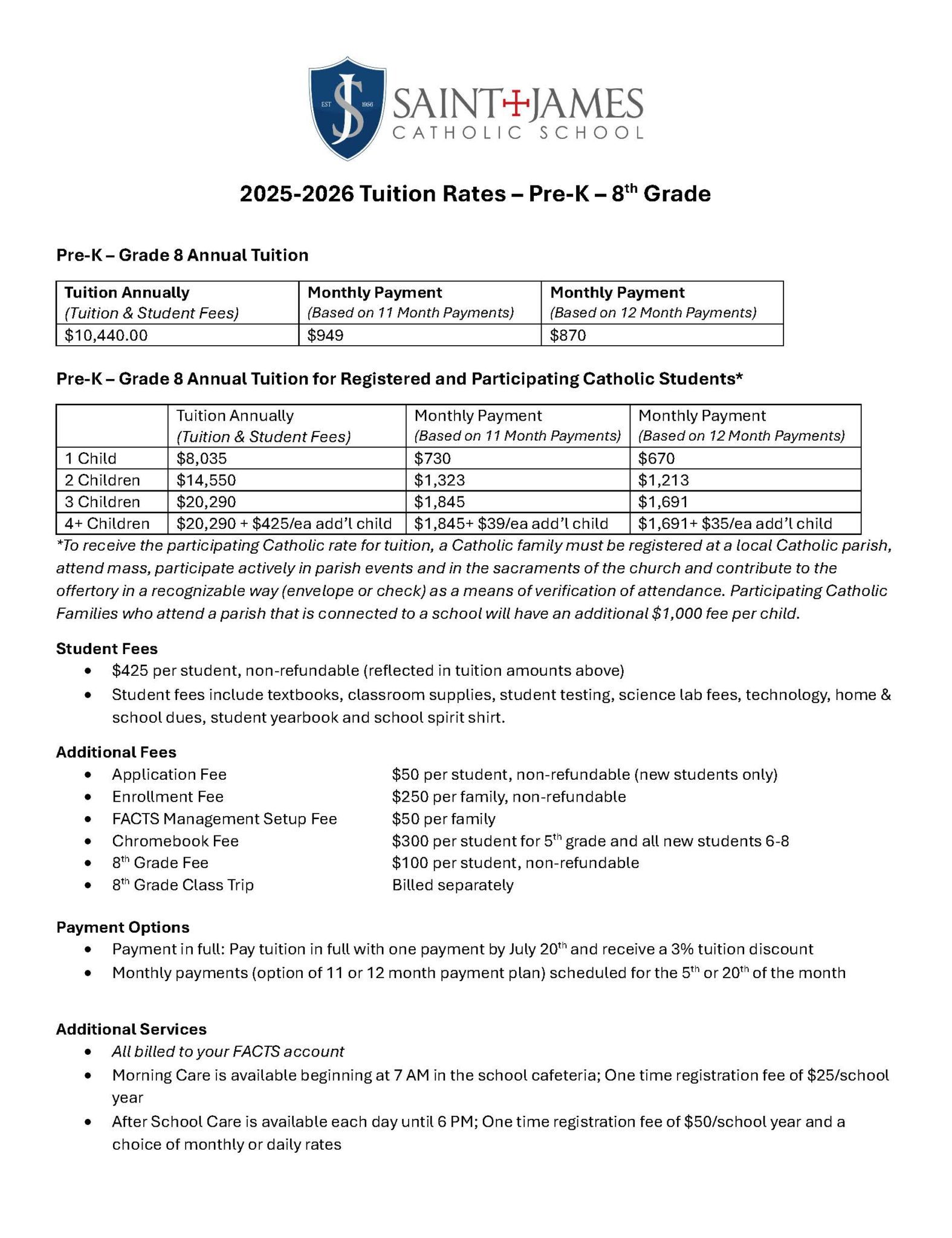 2025-2026 Tuition PK-8